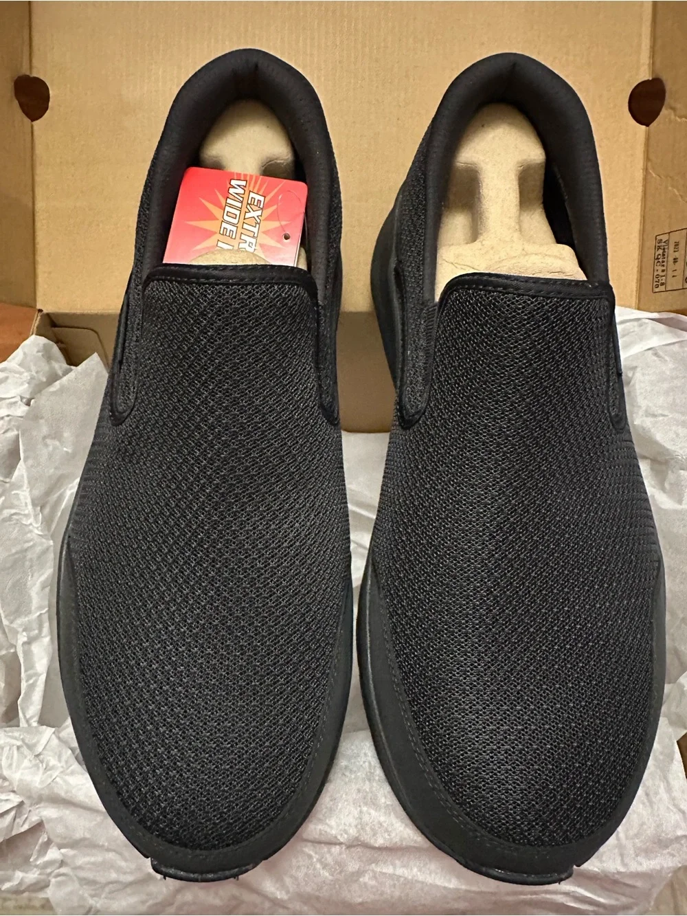 Skechers Men's Black Slip-On Mesh Loafers - 10.5 Extra Wide -NWT in Box